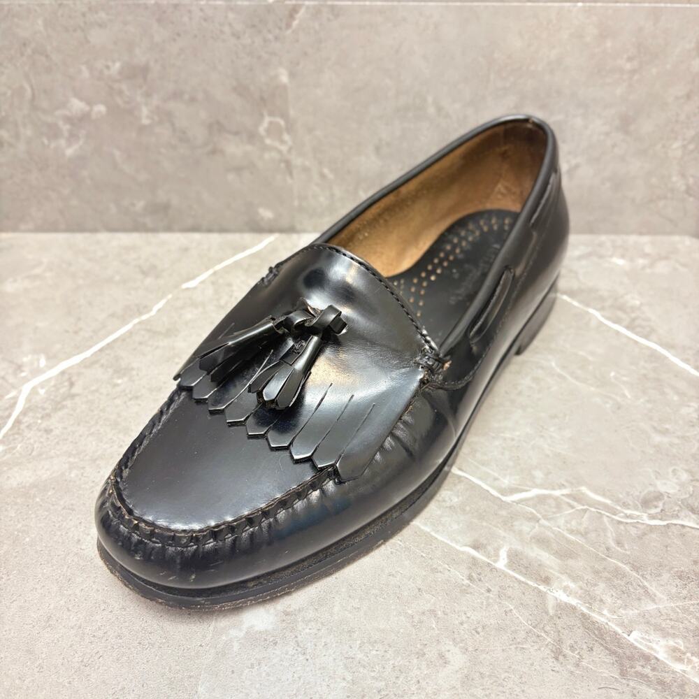Bass Weejuns Loafers Layton Slip On Penny Tassel Black Leather Loafers 8 EEE